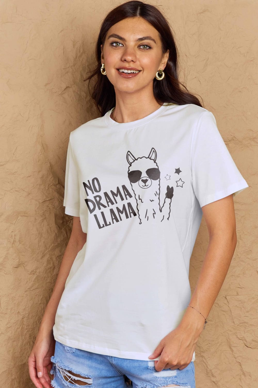 Malibu Dreams Simply Love Full Size NO DRAMA LLAMA Graphic Cotton Tee