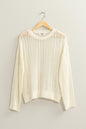 HYFVE Openwork Ribbed Trim Long Sleeve Knit Top