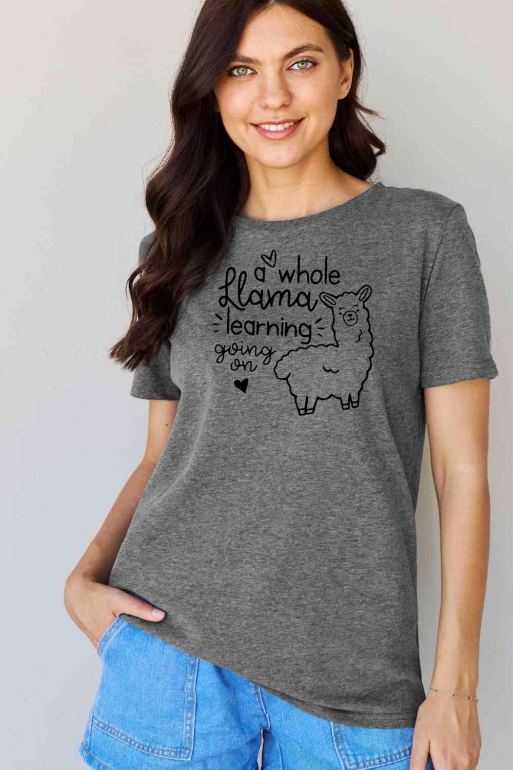 Simply Love Full Size Llama Learning Graphic T-Shirt