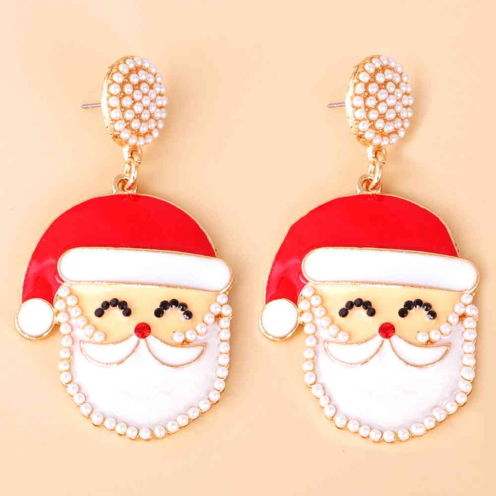 Christmas Rhinestone Alloy Santa Earrings