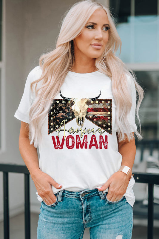 Women's Full Size AMERICAN WOMAN Bryony Graphic Round Neck Tee