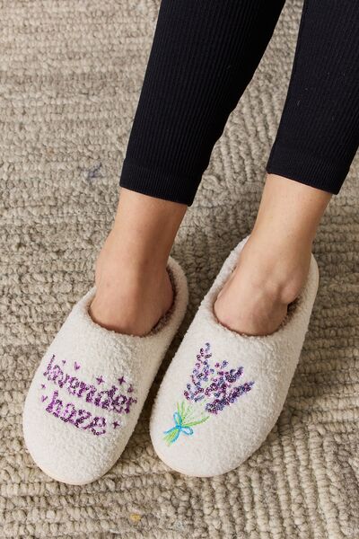 Lavender Melody Sequin Pattern Cozy Slippers