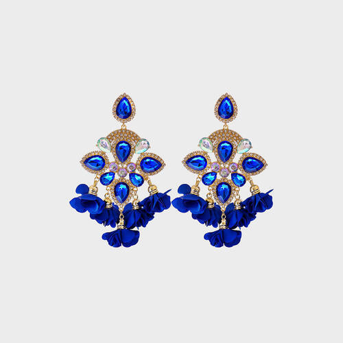 Flower Shape Rhinestone Alloy Dangle Earrings in Assorted Colors