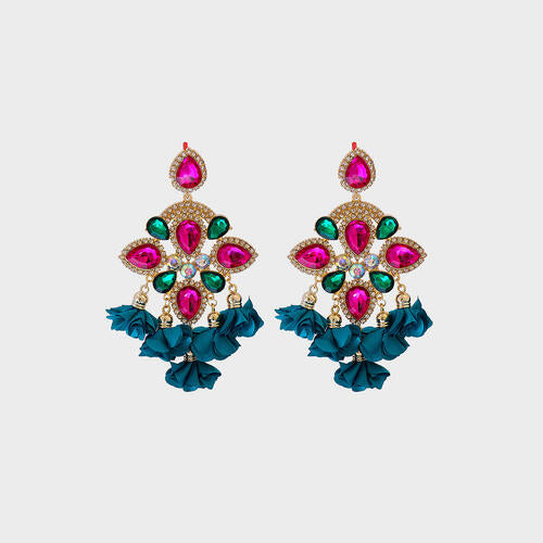 Flower Shape Rhinestone Alloy Dangle Earrings in Assorted Colors