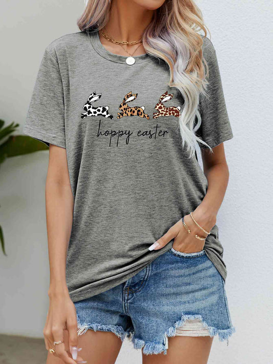 Seasonal HOPPY EASTER Bunny Graphic Tee Shirt