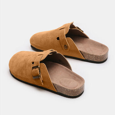 Suede Shoe Closed Toe Buckle Slides