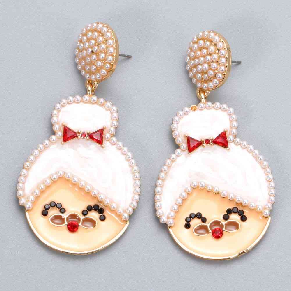 Christmas Rhinestone Alloy Mrs. Claus Earrings