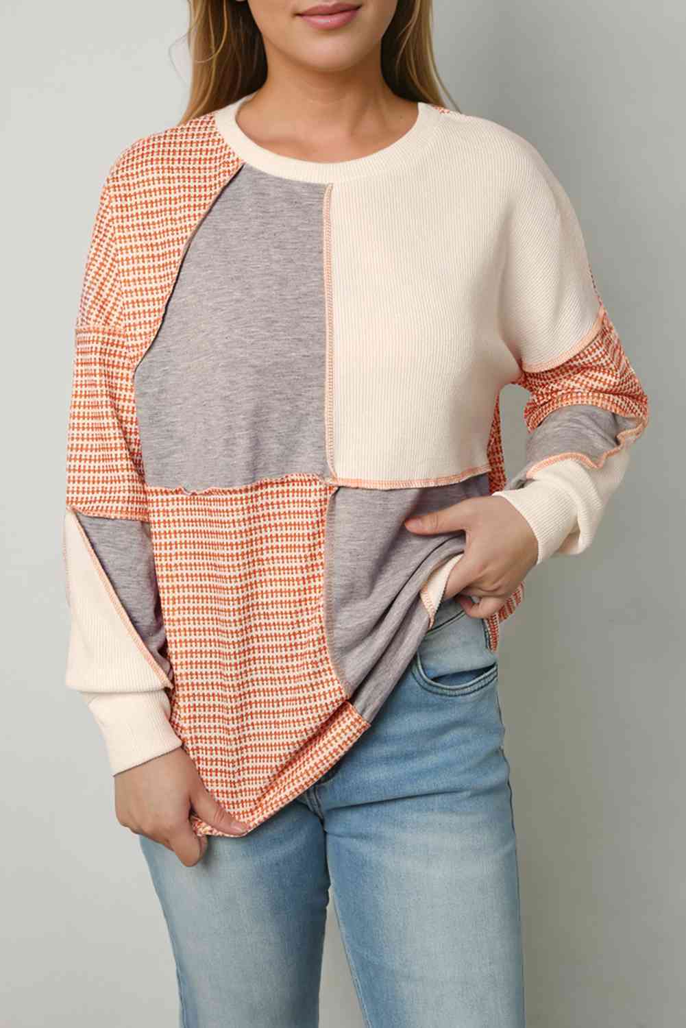 Color Block Exposed Seam Sweatshirt