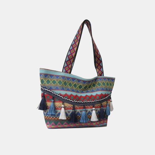 Dazzling Lifestyle Printed Tassel Detail Tote Bag