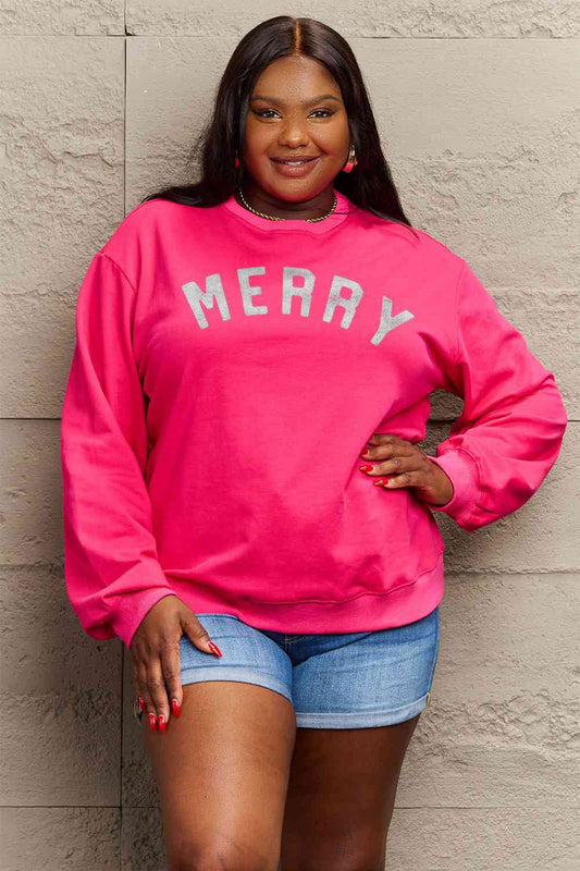 Simply Love Full Size Christmas MERRY Graphic Sweatshirt