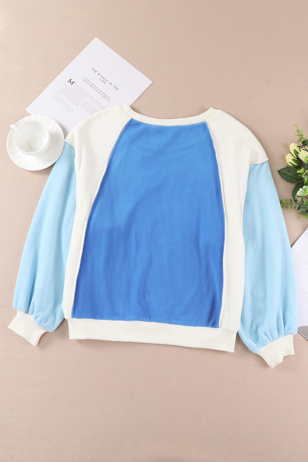 Malibu Dreams Round Neck Dropped Shoulder Color Block Sweatshirt