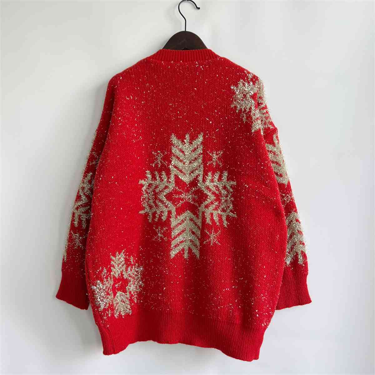 CHRISTMAS Snowflake Pattern Long Sleeve Sweater