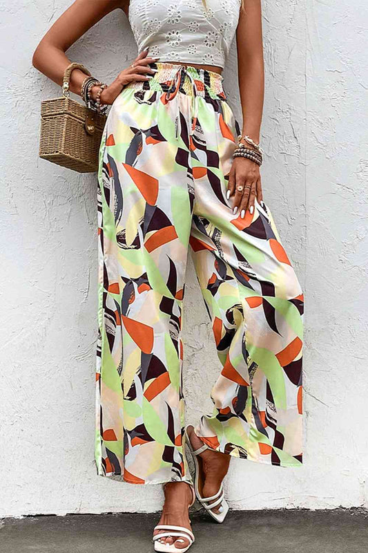 CruzinDrawers Printed Smocked Waist Wide Leg Pants