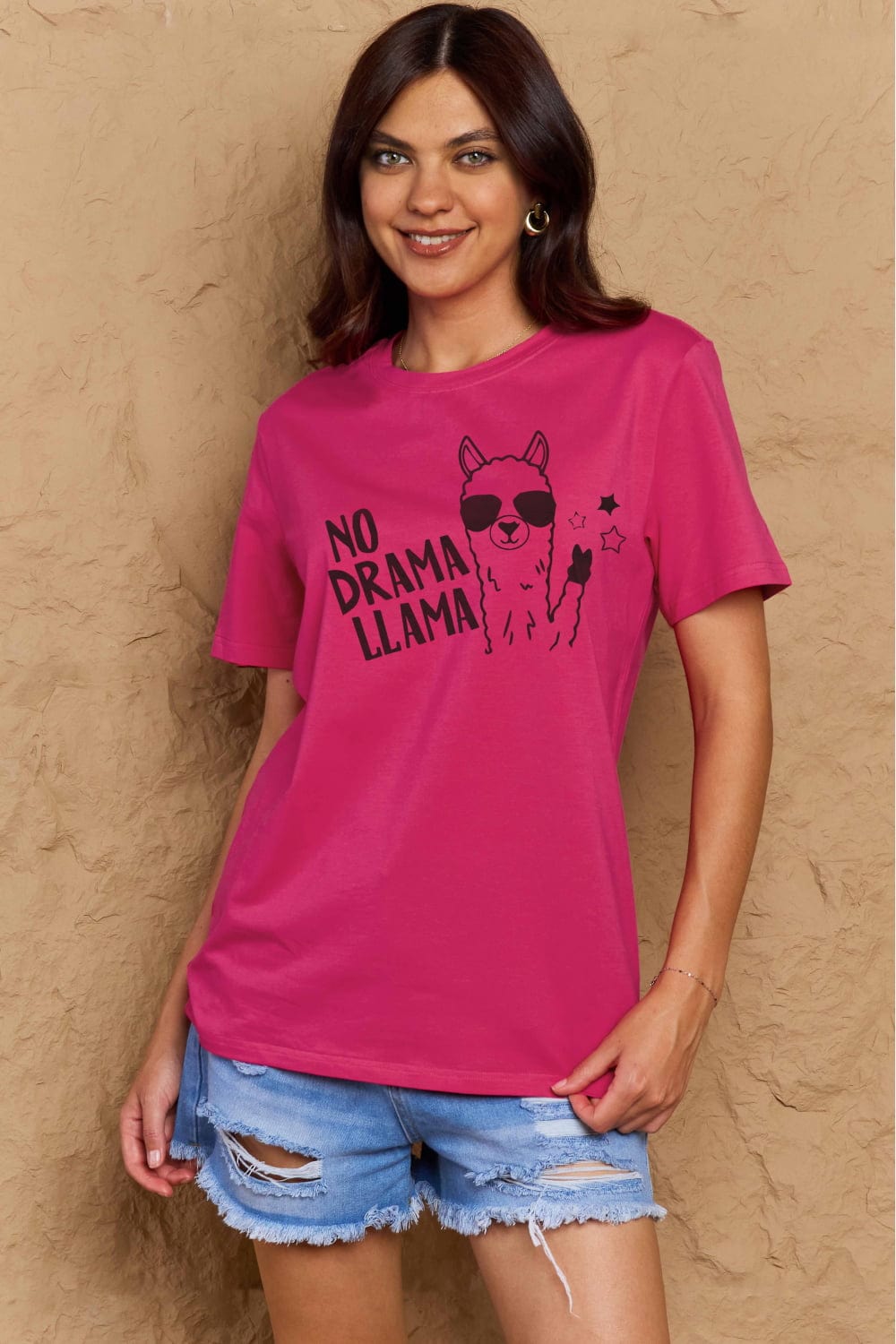 Malibu Dreams Simply Love Full Size NO DRAMA LLAMA Graphic Cotton Tee