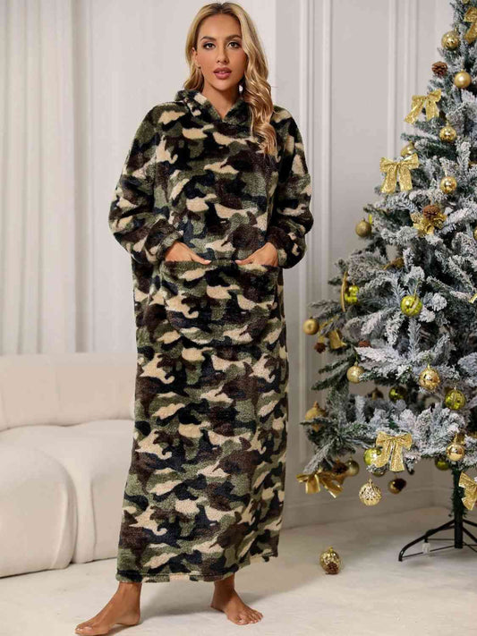 Full Size Camouflage Hooded Teddy Night Dress