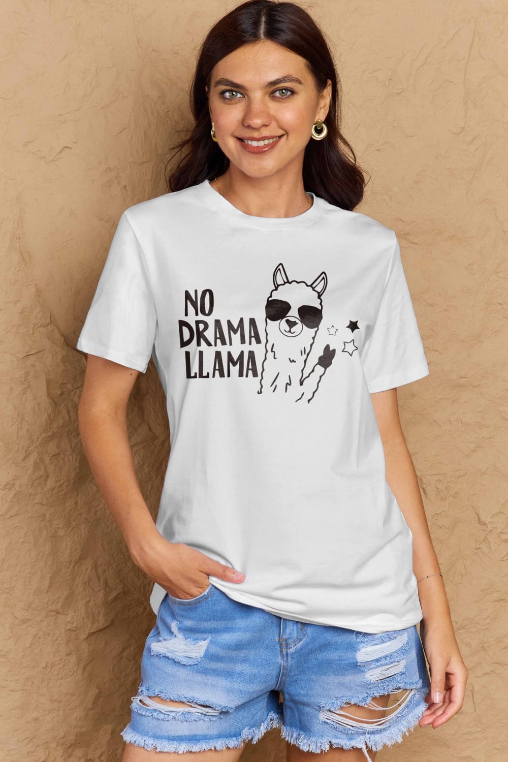 Malibu Dreams Simply Love Full Size NO DRAMA LLAMA Graphic Cotton Tee