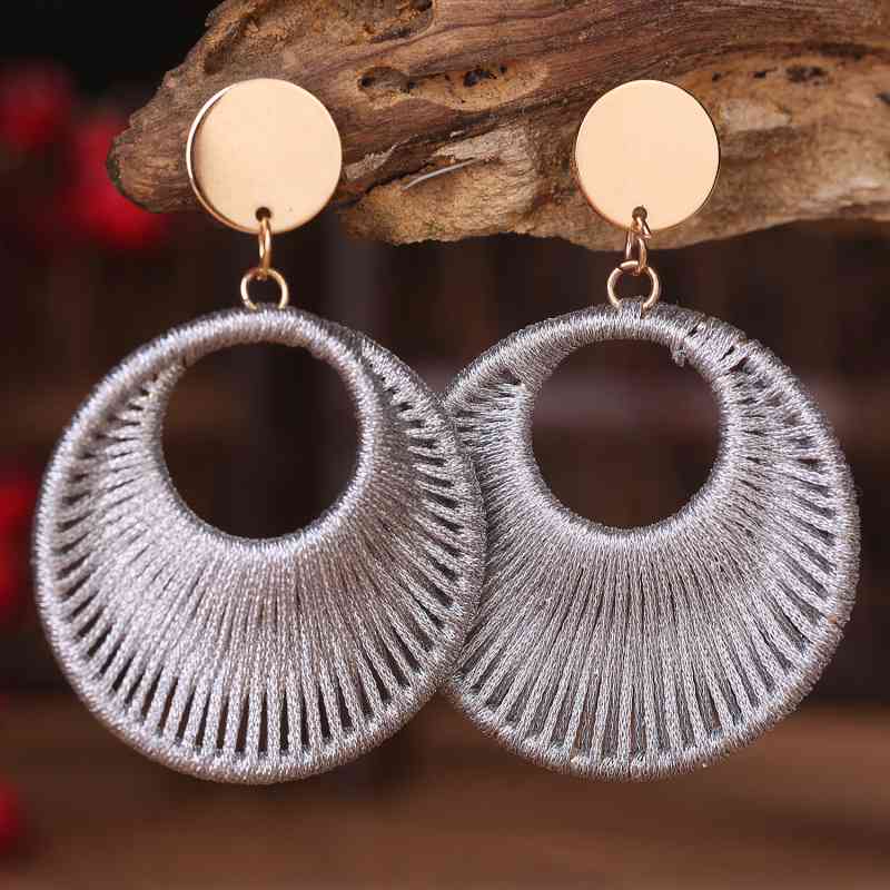 So Beautiful Cotton Cord Round Geometric Drop Earrings