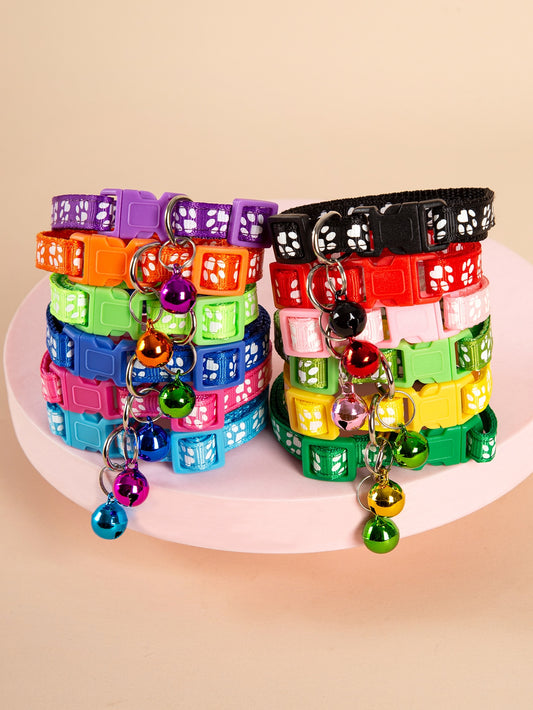 FURRYFRIENDS Random Color Bell Décor Pet Collar | 5 PC Set 🔥
