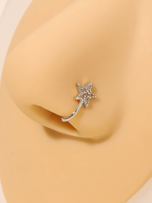 SOCUTE Cubic Zirconia Star Nose Cuff Zircon Piercing Body Jewelry 🔥