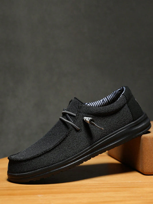 Men's Minimalist Lace Up Design Black Loafers 🔥