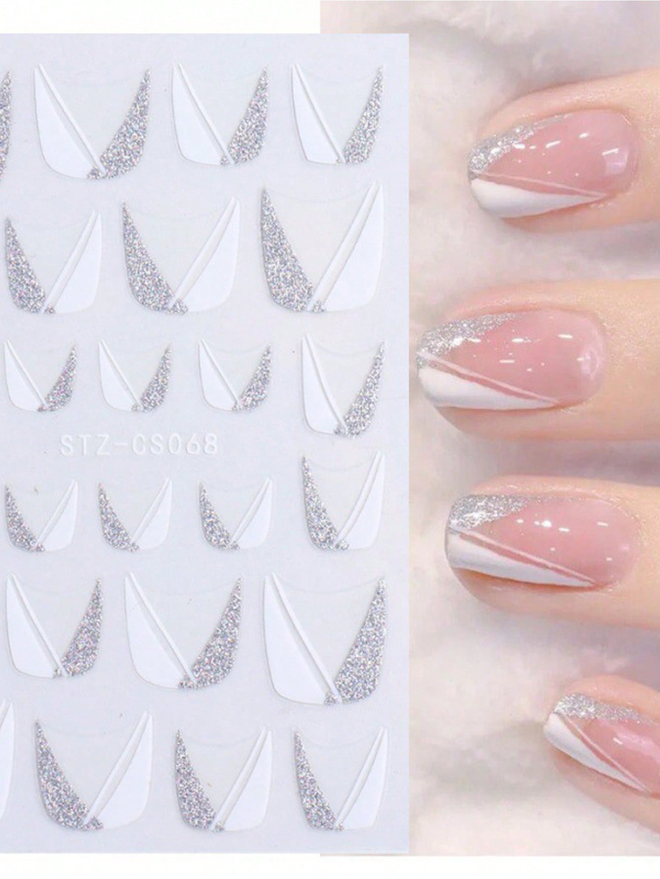 Beauty from Beyond 1 Sheet 3D Nail Sticker Love Stripe Star Flame Swirl Wave Lines Pink White Gold French Tips Nail Art Decals 🔥