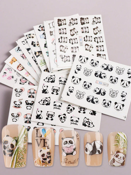Beauty from Beyond 12 Sheets Panda Bear Print WATER DECAL NAIL DECALS