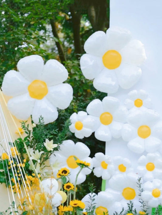 12pc Daisy Flower Foil Balloons Set for Awesome Party Decoration 💜