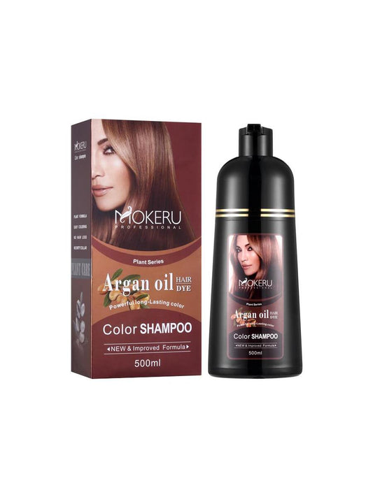 MOKERU ARGAN OIL COLOR SHAMPOO, Brown Hair Dye, 500ml 🔥