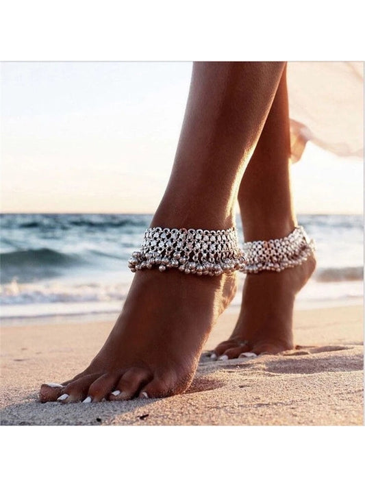 Antique Silver Bohemia Style Bell & Tassel Anklet 🔥