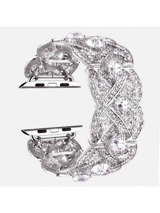 Women's Petals Rhinestone Design Silver Metallic Apple Watch Band 🔥