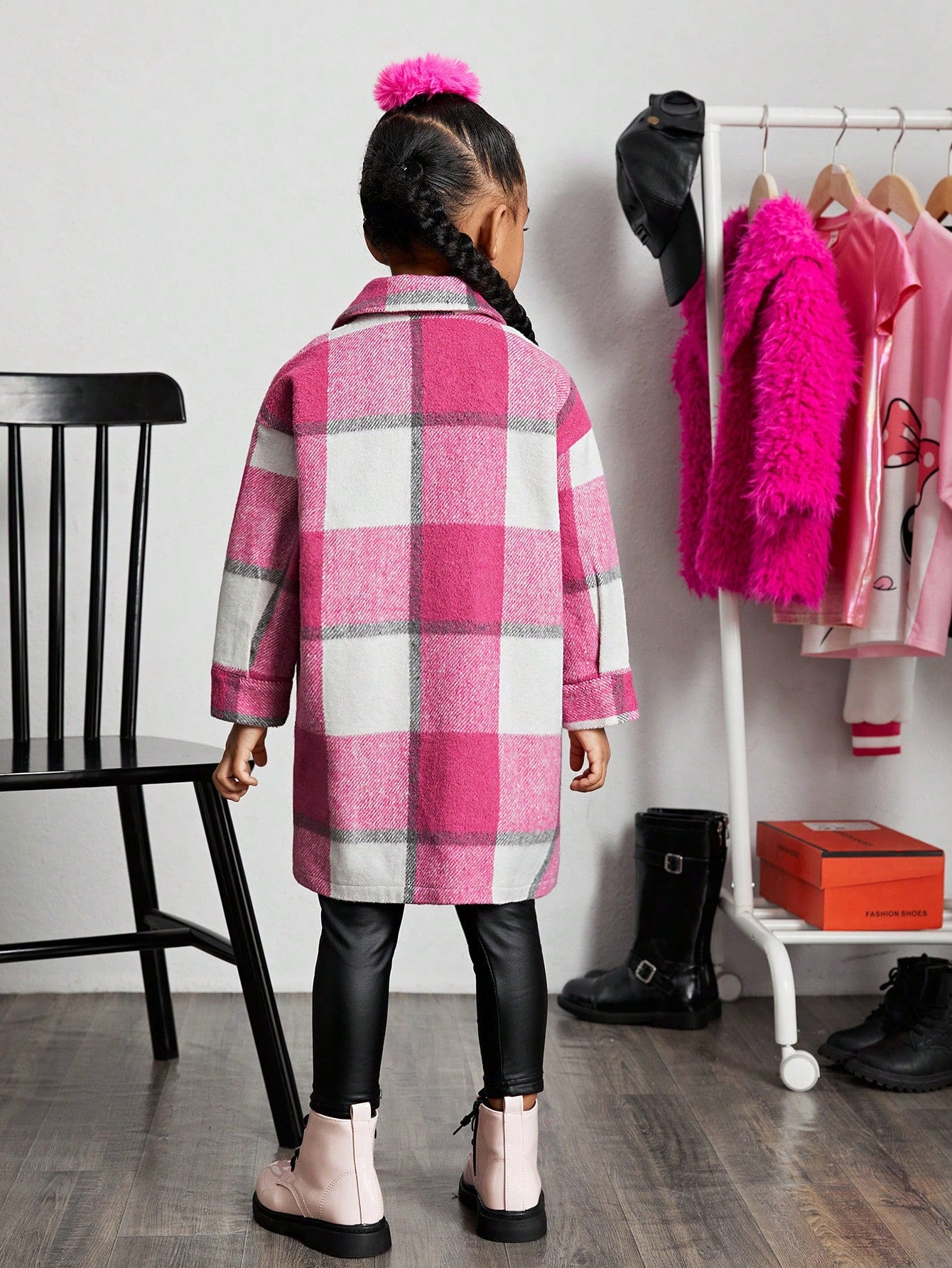 KidCooltown Little Girls Plaid Print Flap Pocket Overcoat SZ 4Y-7Y 🔥
