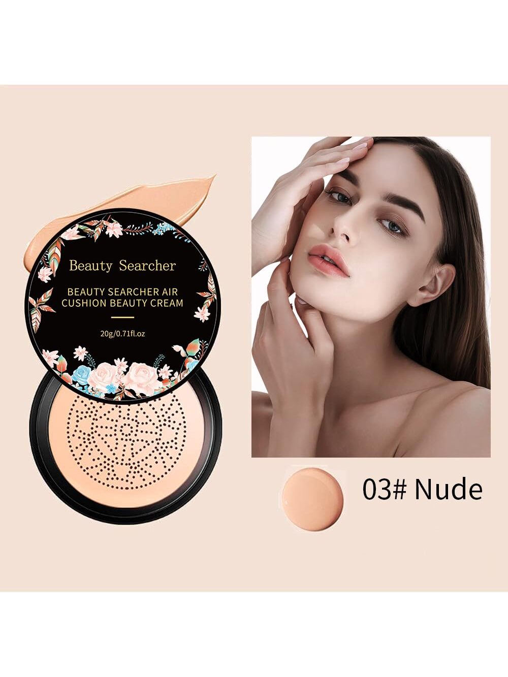 BEAUTY SEARCHER Air BB Cream Foundation Concealer Makeup Moisturizing Brightening Pigment Liquid, Even Skin Tone Base💜