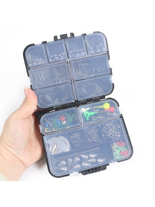 Small Handheld 246 PC Fishing Accessories Kit, Includes Hooks, Sinkers, Lures, Fish Stringer, Swivels, Crank Hooks, Night Luminous Beads, and More 💜