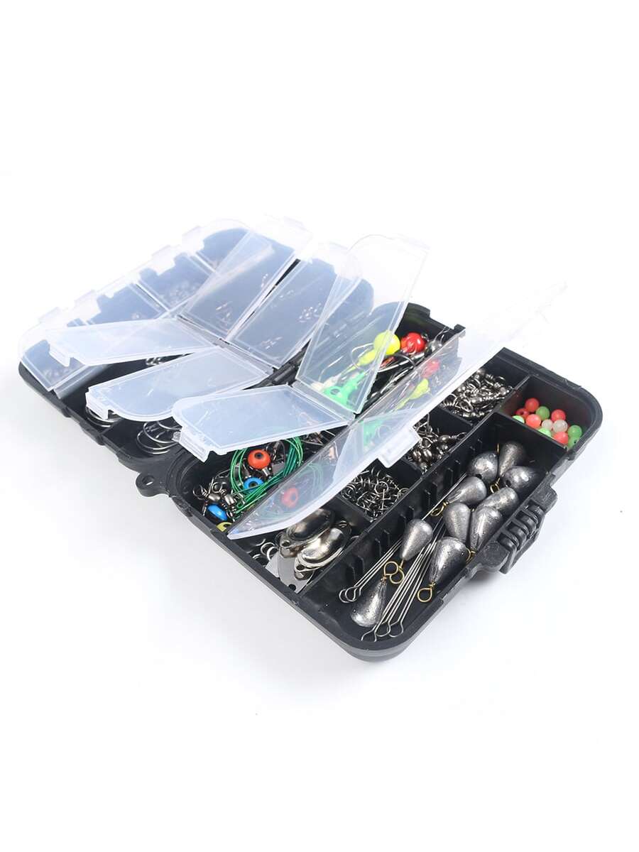 Small Handheld 246 PC Fishing Accessories Kit, Includes Hooks, Sinkers, Lures, Fish Stringer, Swivels, Crank Hooks, Night Luminous Beads, and More 💜