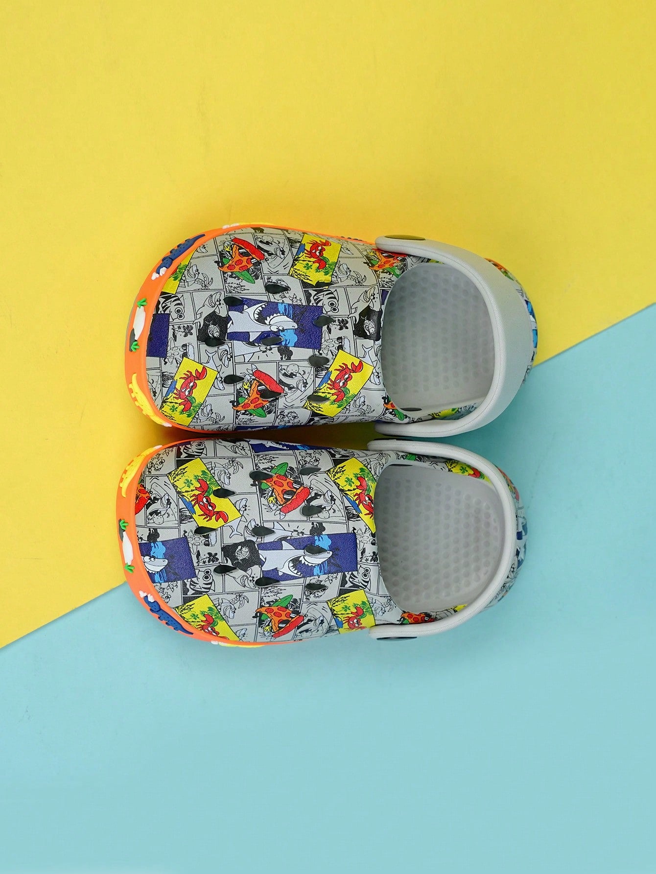 Little Boys Comic Pattern Hollow Out Vented Clogs For Summer KIDS SZ 6-12 🔥