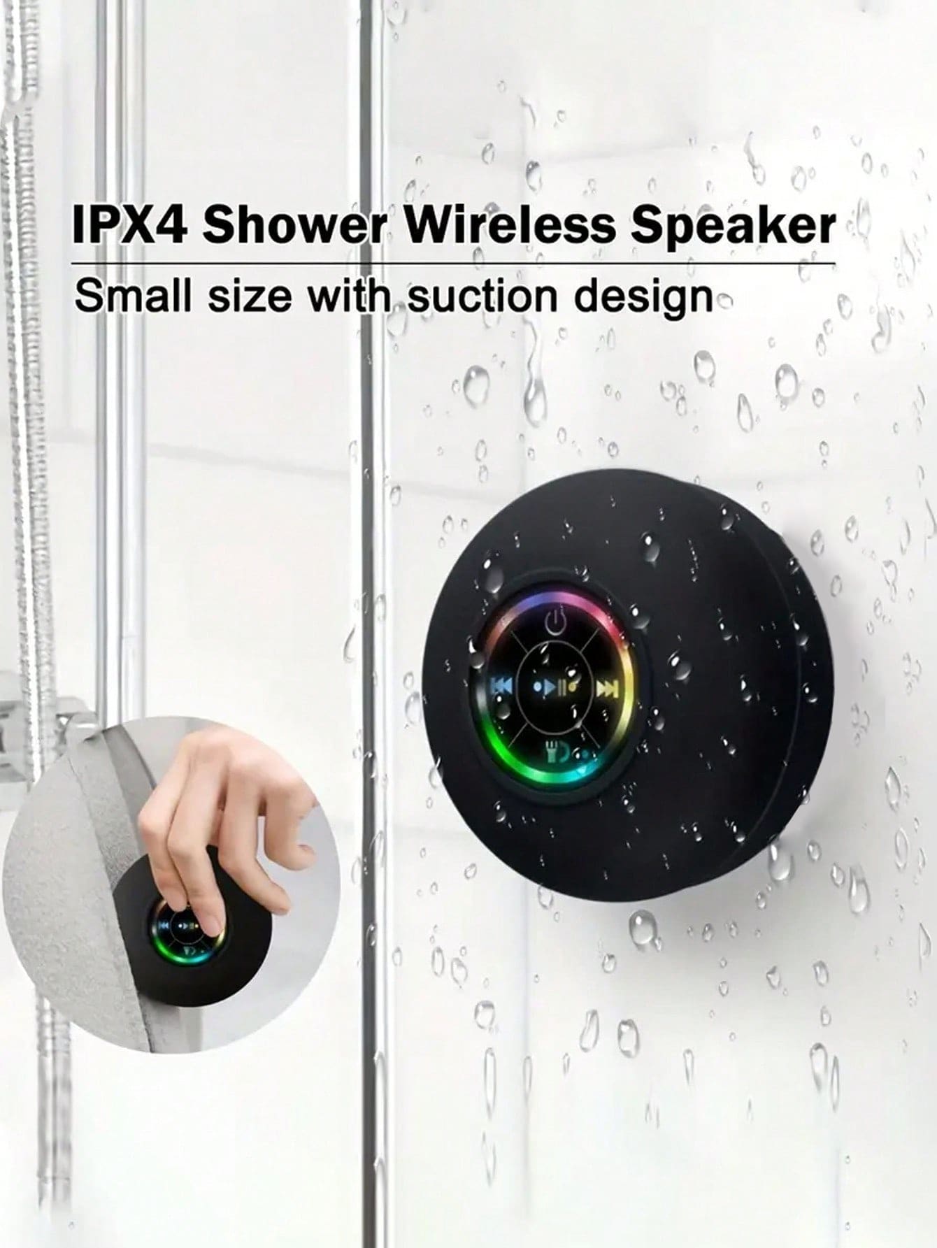 HD Sound Wireless Rechargeable Waterproof Luminating Wireless Shower Speaker 💜
