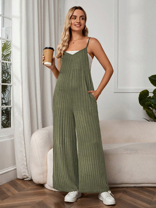 Ohhh Baby Maternity Slant Pocket Wide Leg Cami Jumpsuit Without Tube Top 🔥