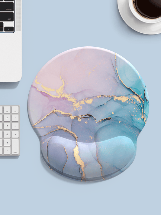 Marble Print Mouse Pad With Memory Foam Wrist Rest 🔥