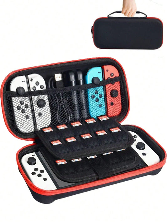Black Protective Hard Portable Travel Carry Case with Pockets for Accessories & Games - Compatible with Nintendo Switch & New Switch OLED Console 🔥