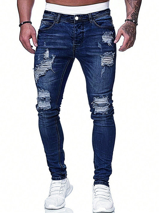 ManLEGND Men's Ripped Skinny Jeans 🔥