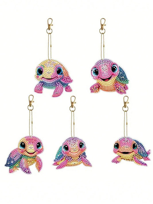 5D Special-shaped 5 PC DIY Turtle Keychain Set 💜