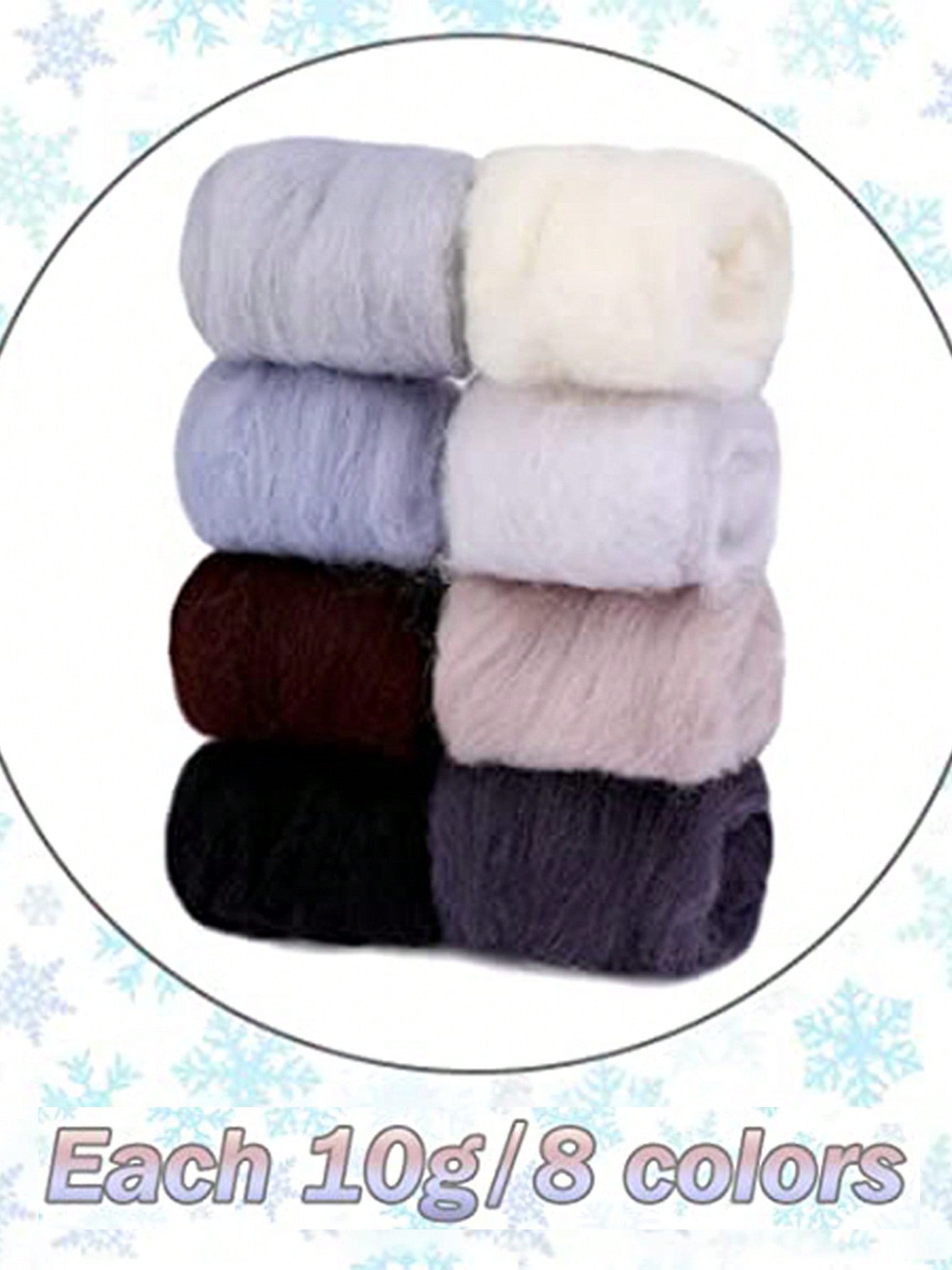 8 Colors Natural Wool Yarn DIY 80g Lot Felt Wool Roving Yarn 10g/color for Crafting 💜