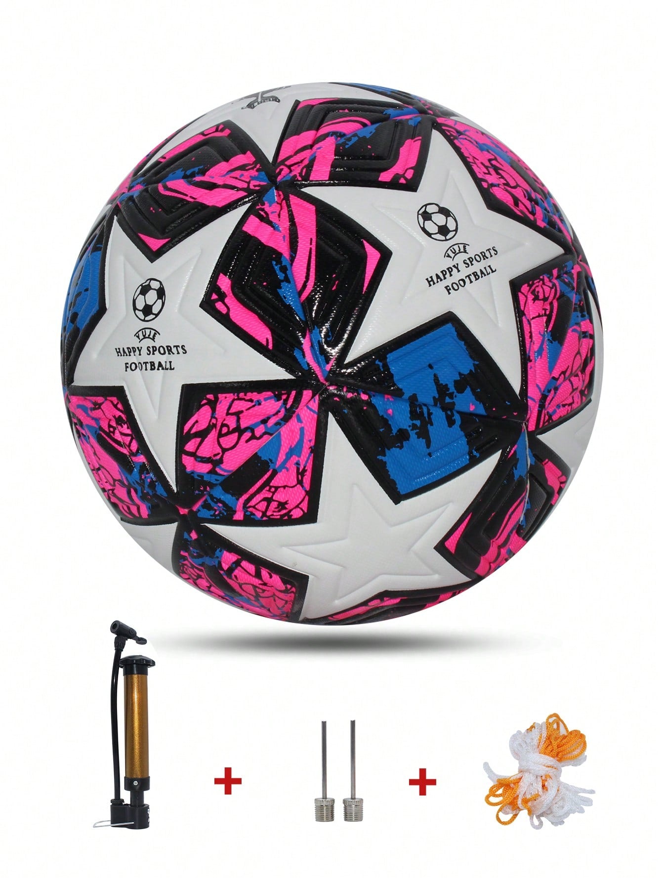 Size 5 Standard Soccer Ball Inflatable Pu Leather, Comes with Free Air Pump/Needle/Net Bag Accessories💜