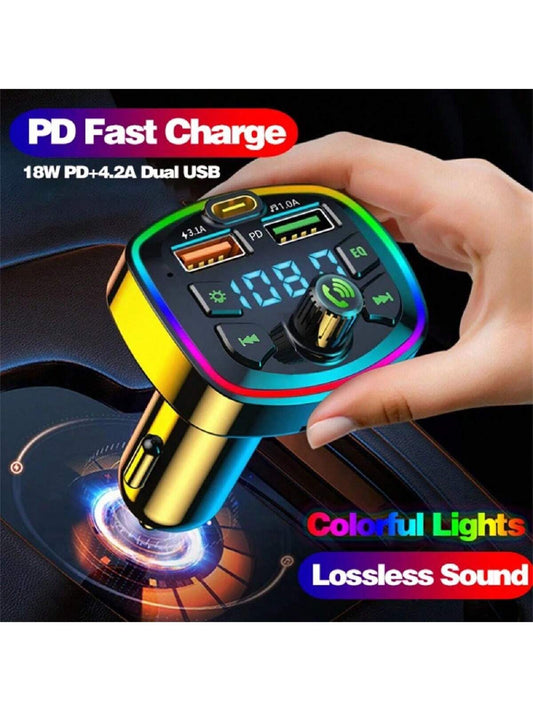 Wireless Car Charger and FM Transmitter w Hands-free Call, Mp3 Player True 3.1a Dual USB Port Pd Rapid Charging 🔥
