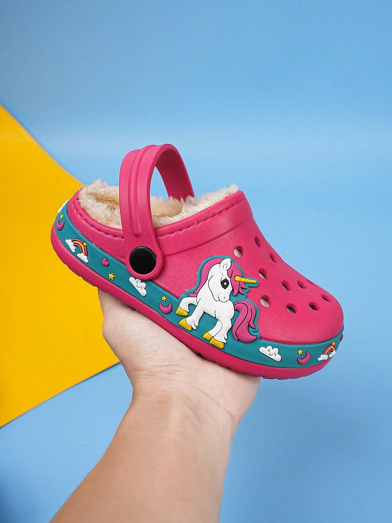 Little Girls Toddler Hot Pink Unicorn Themed Cartoon Garden Casual Clog Shoes KIDS SZ 7.5-12.5 🔥