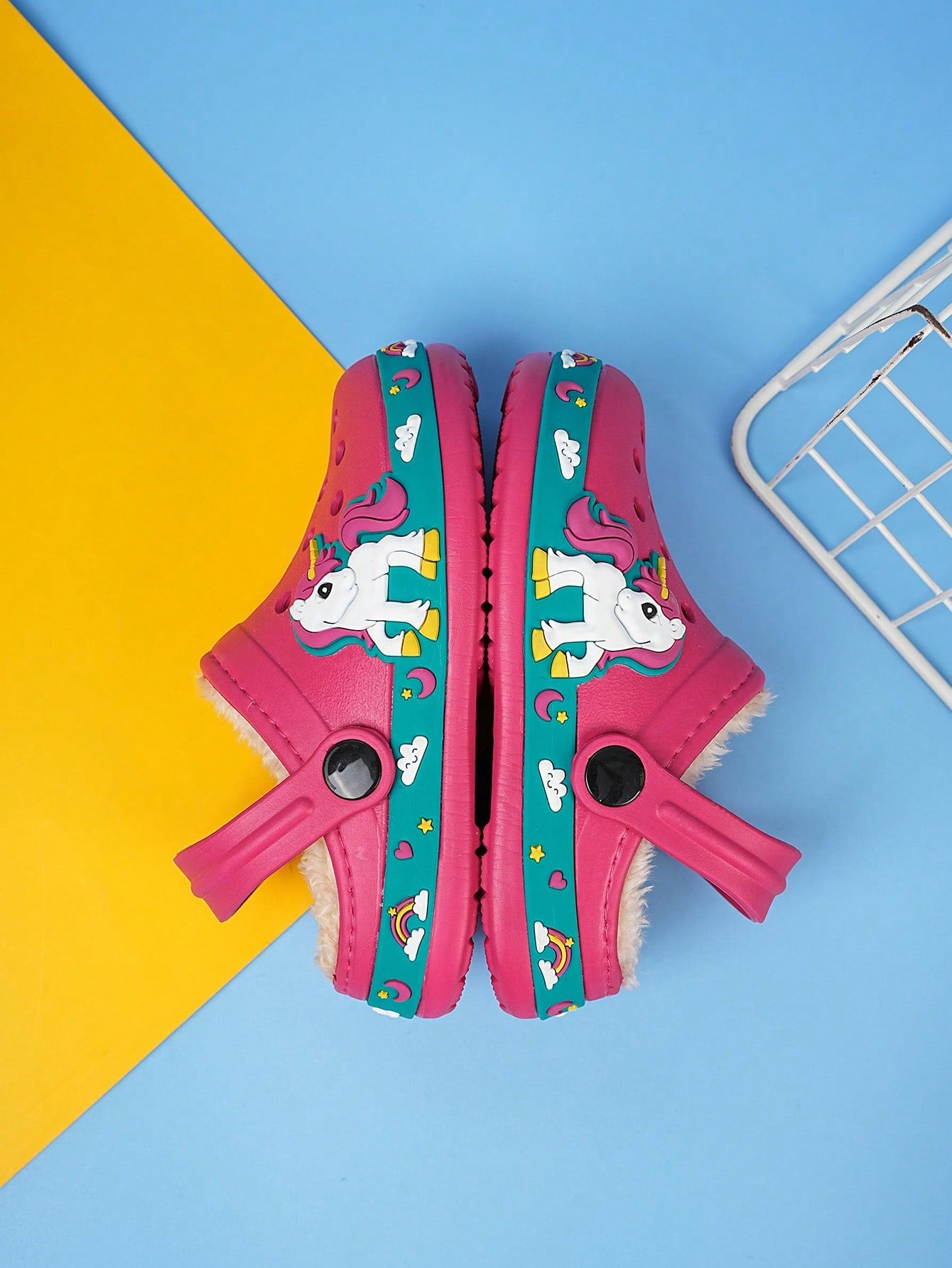 Little Girls Toddler Hot Pink Unicorn Themed Cartoon Garden Casual Clog Shoes KIDS SZ 7.5-12.5 🔥