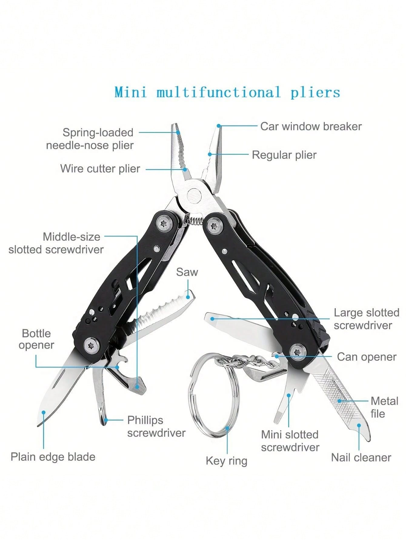 Stainless Steel 14-In-1 Portable Multi-Functional Pliers Combination Tool (Different Sizes) 💜