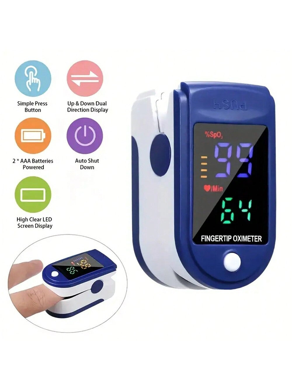 Adult Finger OLED Display Pulse Oxygen Monitor with Lanyard 🔥