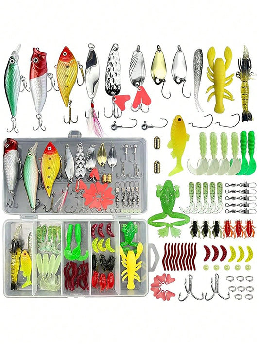 78 PC Fishing Lure Kit for Freshwater w Soft Plastic Lures Swimbaits Hard Minnow Popper Crankbait Accessories 🔥