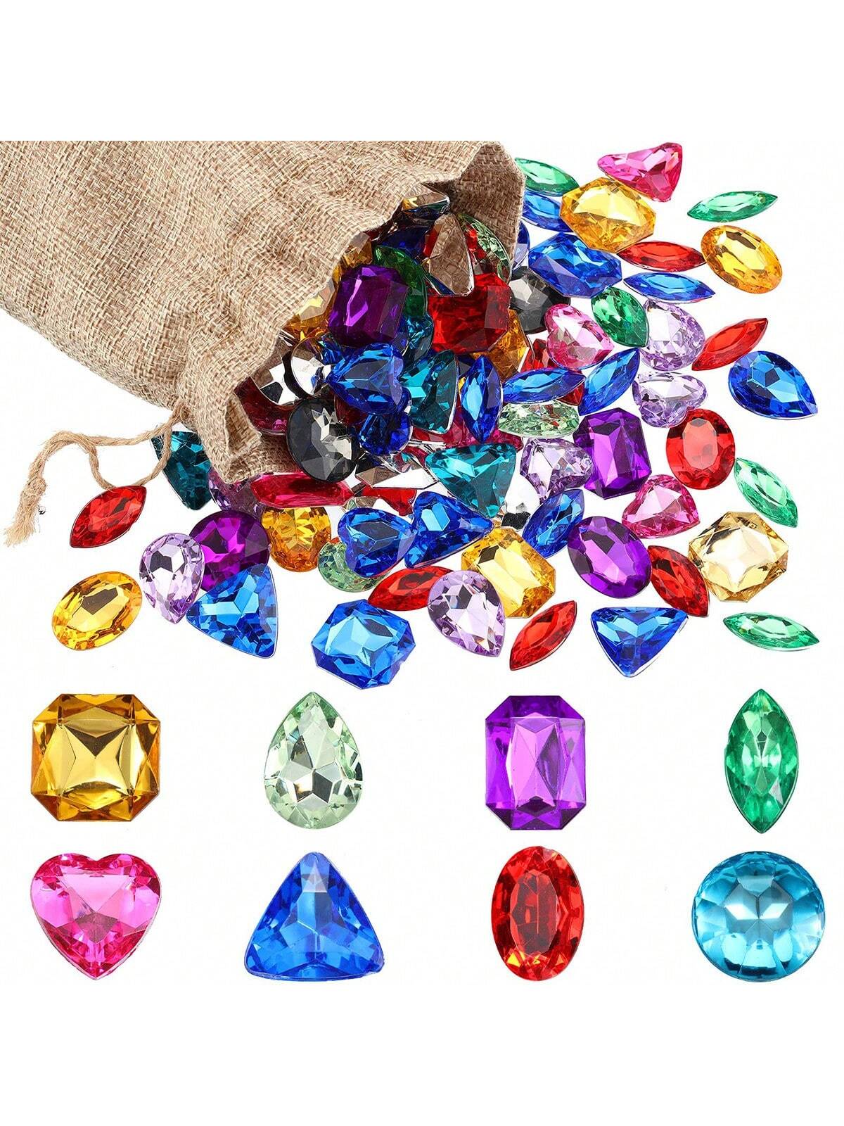 Acrylic Sparkling Gemstones 100 PC Set DIY Crafts or a Childs Toy in Finding a Treasure! 💜